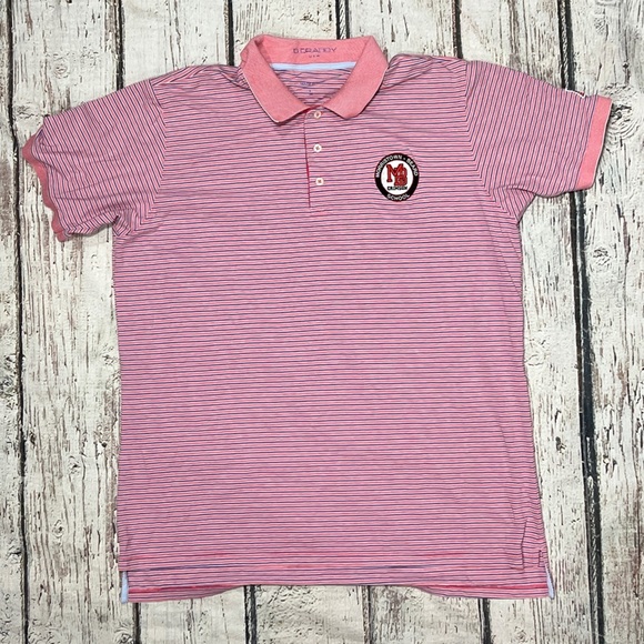 B Draddy Mens Polo Golf Shirt Morristown - Beard School Crimson Preppy - Picture 1 of 6